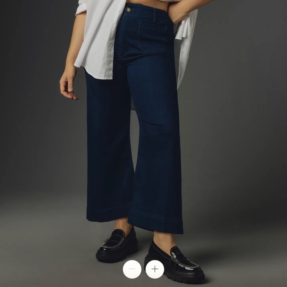 The Colette Crop High-Rise Wide-Leg Jeans by Maeve
